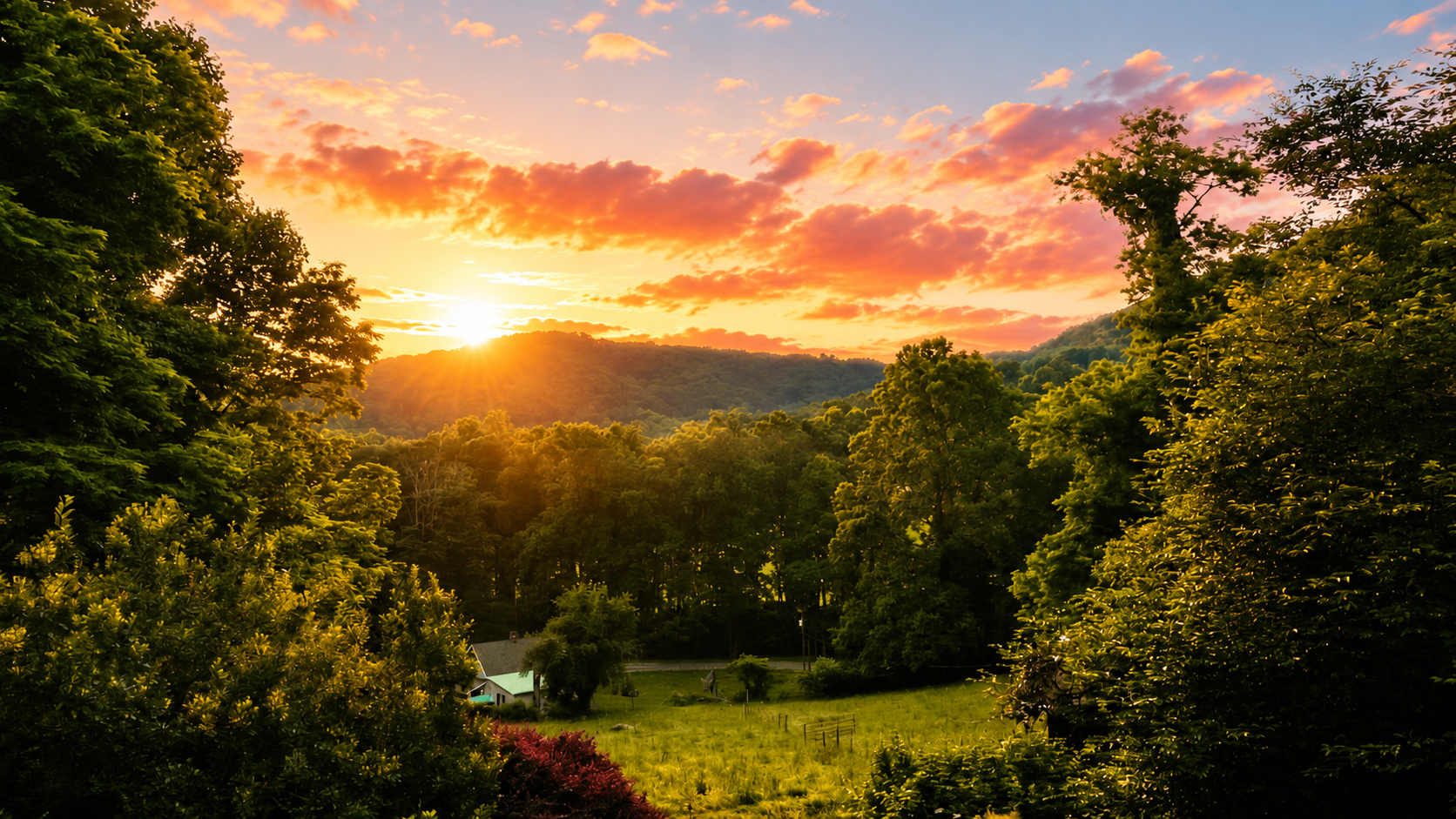 Sunset over the Blue Ridge Mountains from Whiskey Rock